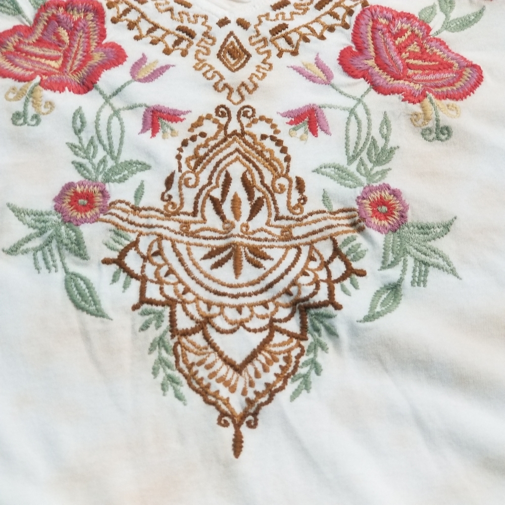 CAITE Dawson Embroidered Boho Tan Tie Dye Shirt Women's Size Small - Picture 5 of 14